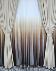 Set Sahara: perdea maro in degrade si draperie crem blackout 80%