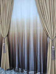 Set Mira: perdea maro in degrade si draperie capucino blackout 98%
