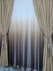 Set Mira: perdea maro in degrade si draperie capucino blackout 98%