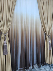 Set Mira: perdea maro in degrade si draperie capucino blackout 98%