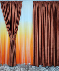 Set Portocala:perdea in degrade portocaliu si draperie din catifea portocaliu blackout 90