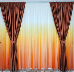 Set Portocala:perdea in degrade portocaliu si draperie din catifea portocaliu blackout 90