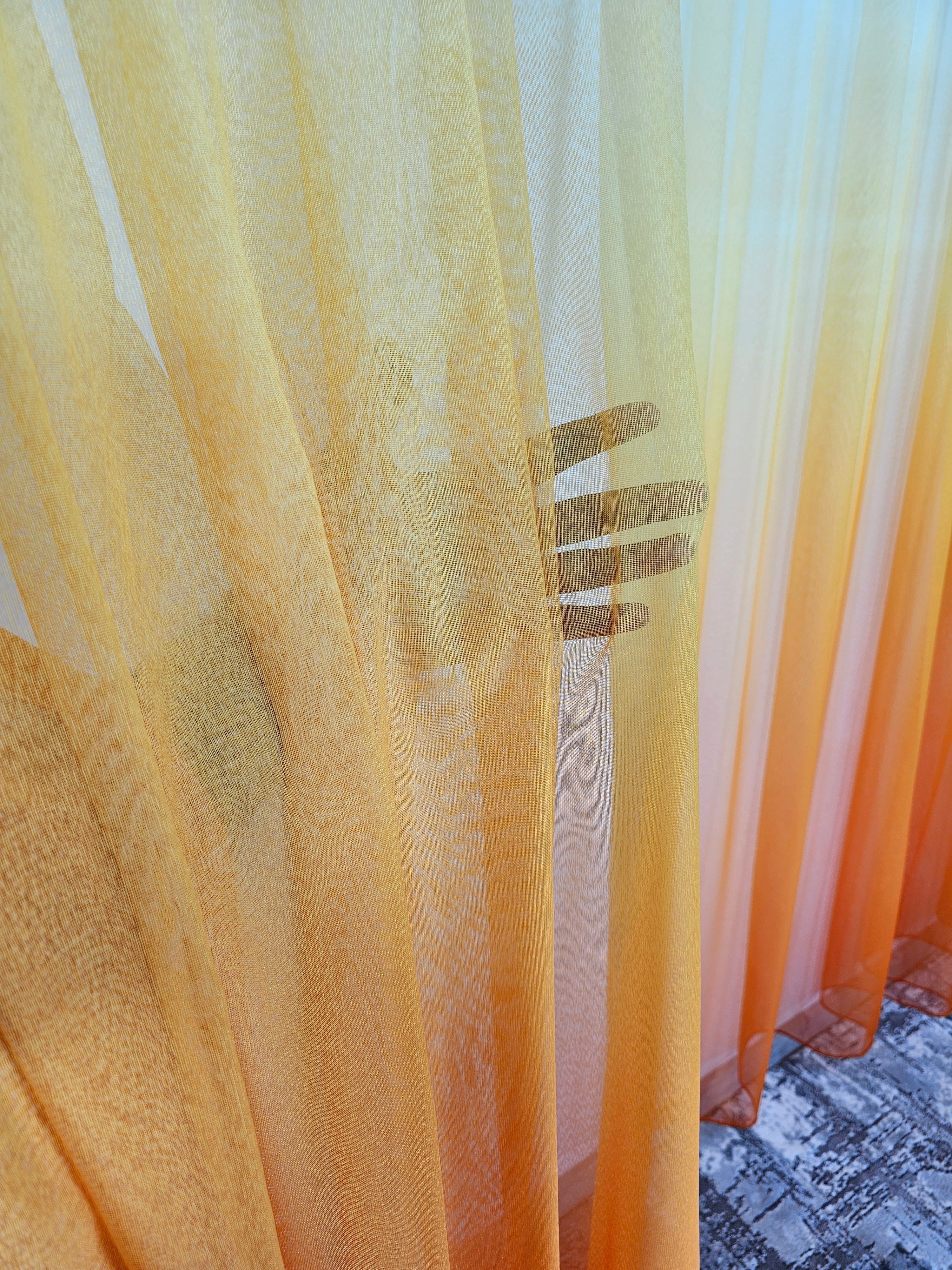 Set Portocala:perdea in degrade portocaliu si draperie din catifea portocaliu blackout 90