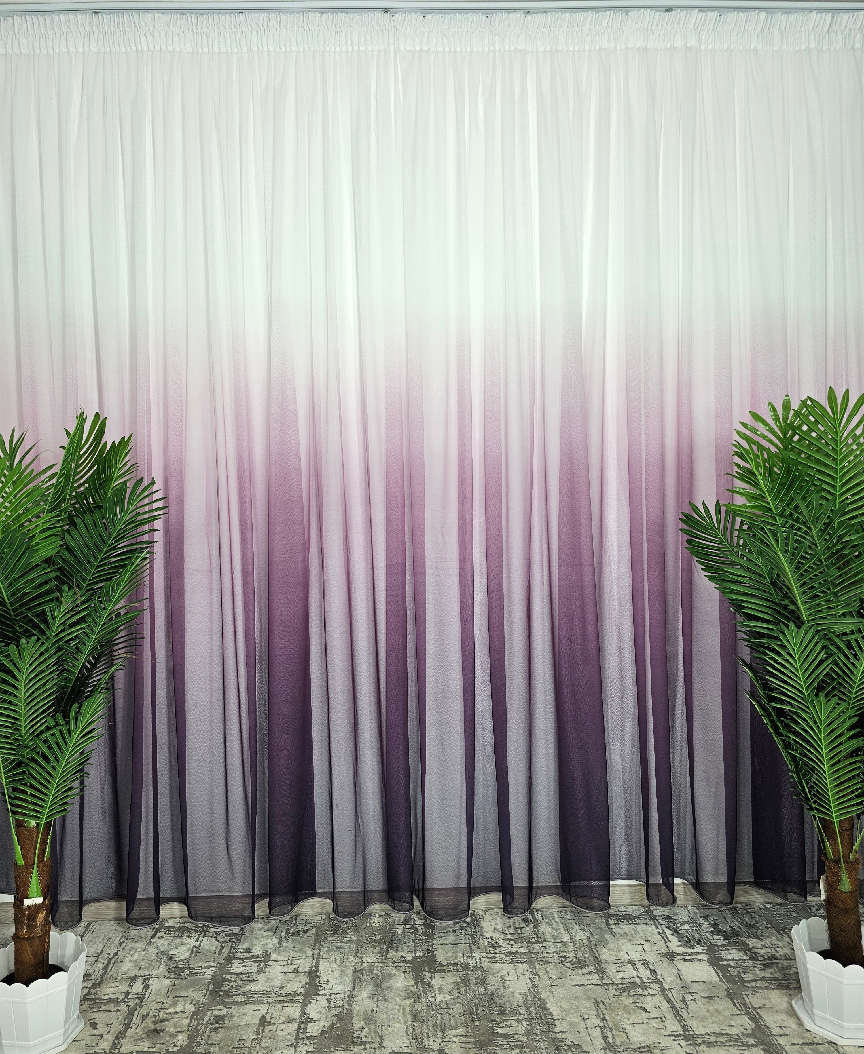 Set Balada: perdea in degrade mov si draperie din catifea mov inchis blackout 90%