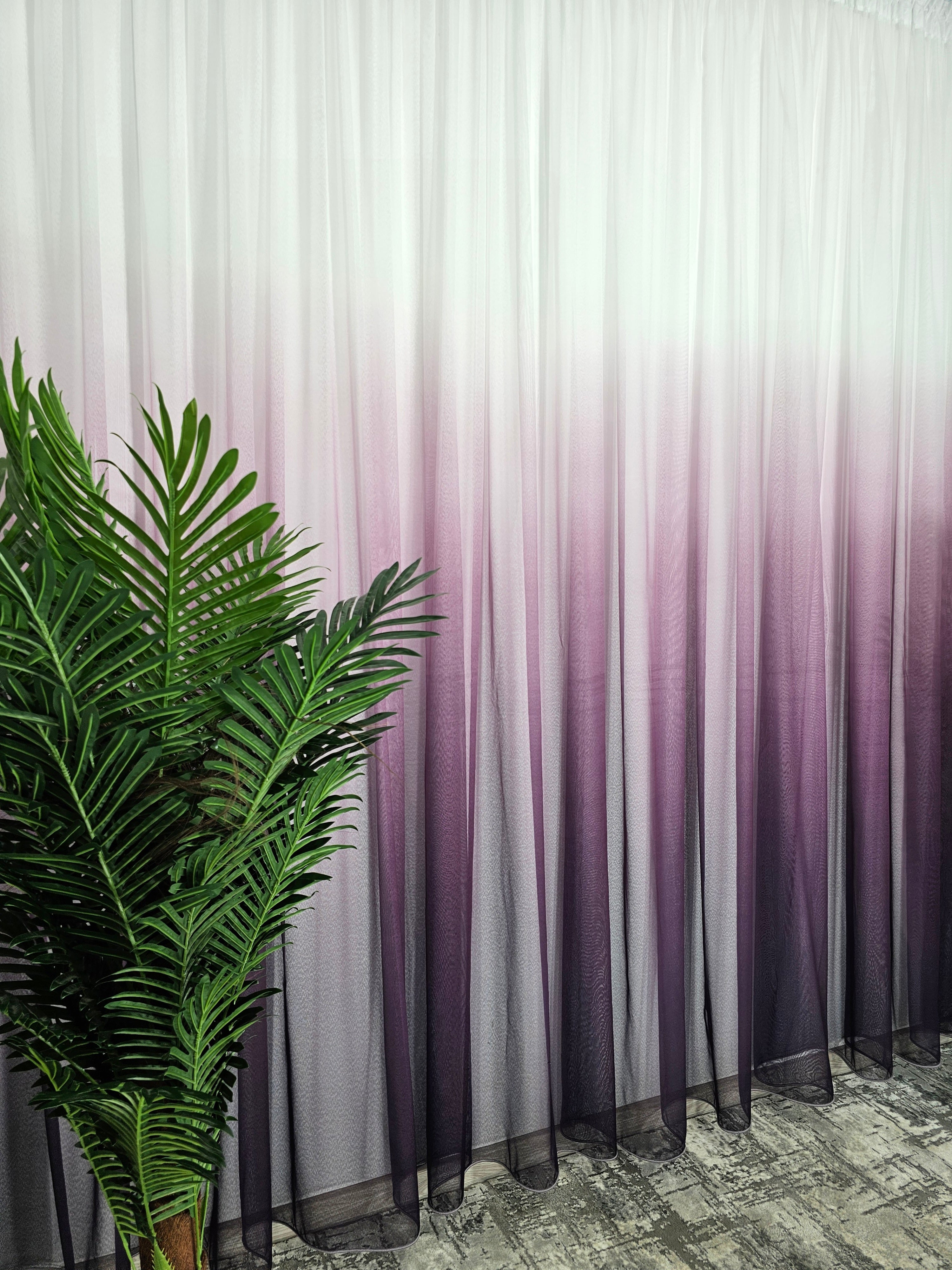 Set Balada: perdea in degrade mov si draperie din catifea mov inchis blackout 90%