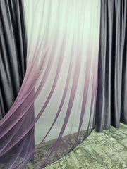 Set Balada: perdea in degrade mov si draperie din catifea mov inchis blackout 90%