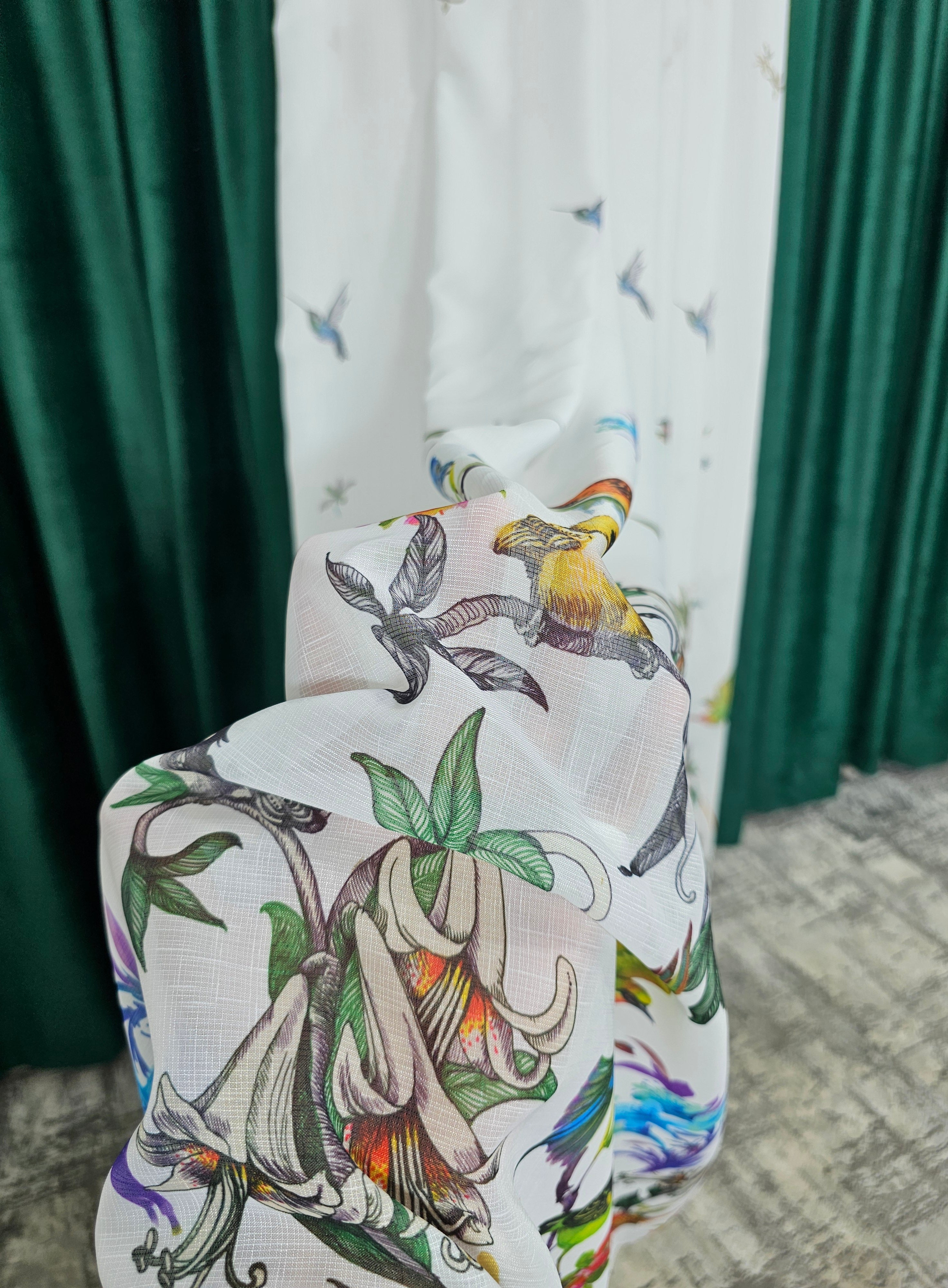 Set Pasarele Verzi: perdea alba cu verde cu draperie simpla catifea verde