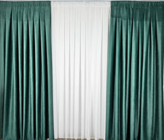 Set Premium: 100% Blackout Ideal pentru Cei Care Isi Doresc Intimitate Totala si Blocarea Luminii - Perdea Matase si Draperie Verde Menta Catifea - Confectionat pe Comanda