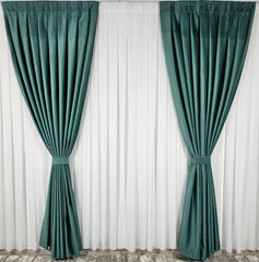 Set Premium: 100% Blackout Ideal pentru Cei Care Isi Doresc Intimitate Totala si Blocarea Luminii - Perdea Matase si Draperie Verde Menta Catifea - Confectionat pe Comanda
