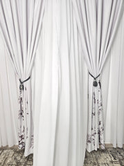 Draperie blackout 80% cu flori gri model Gradina de Culori