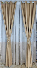 Perdea Bicolor capucino cu alb din material tip borangic