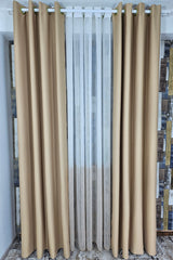 Perdea Bicolor capucino cu alb din material tip borangic
