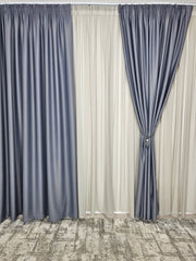 Set Oscar: perdea voal premium gri si draperie gri mediu 90% blackout