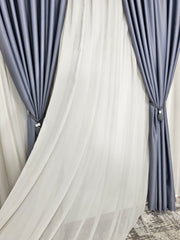 Set Oscar: perdea voal premium gri si draperie gri mediu 90% blackout