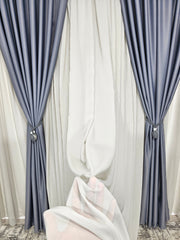 Set Oscar: perdea voal premium gri si draperie gri mediu 90% blackout