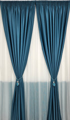 Set Dumbrava: Perdea tip Borangic în Două Culori Alb-Turcoaz și Draperie Blackout 90% Opacă Turcoaz