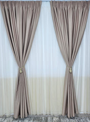 Perdea Bicolor crem cu alb din material tip borangic