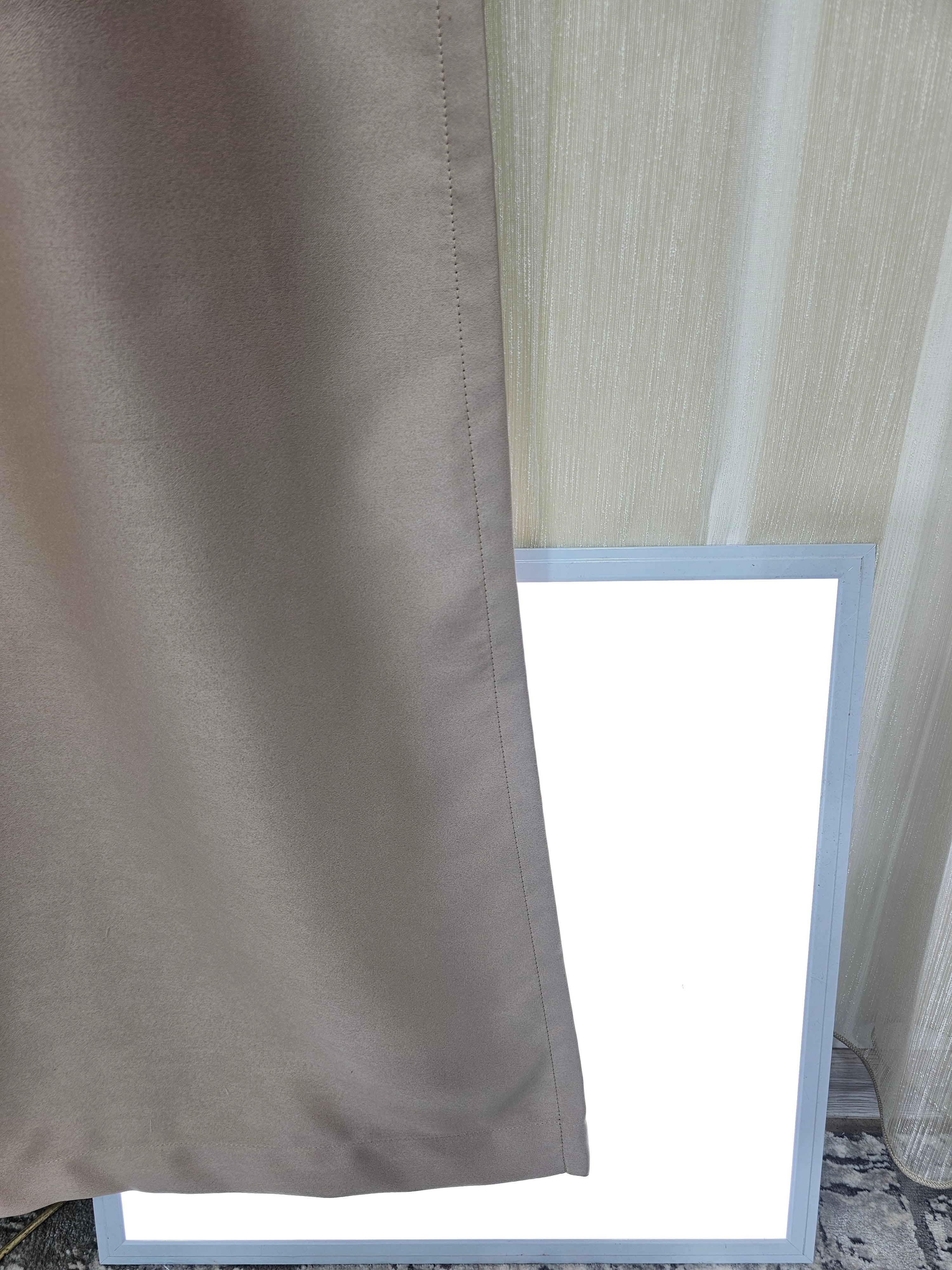 Set Rizzo:Perdea in doua culori alb-bej din material tip borangic si draperie mai tip hotel bej roze