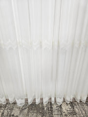 Perdea Bilbao Borangic Crem cu 2 Randuri de Broderie