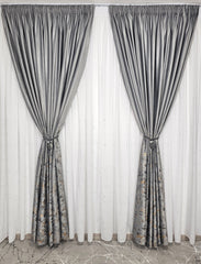 Draperie din catifea cu insertii - Gri model Velvet blackout 90%