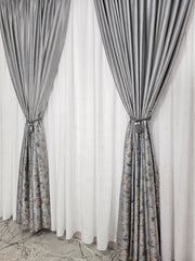 Draperie din catifea cu insertii - Gri model Velvet blackout 90%