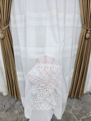 Perdea Cezar ivoire cu broderie material plin ca textura tip in