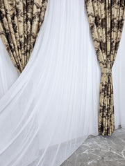 Set Sanda: perdea tip in cu draperie crem maro blackout 80% model travertin