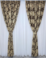 Set Melon: perdea alba voal moale premium cu draperie crem maro blackout 90% model travertin