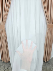 Set Pamela: perdea din jorjet alb si draperie din catifea roz pal