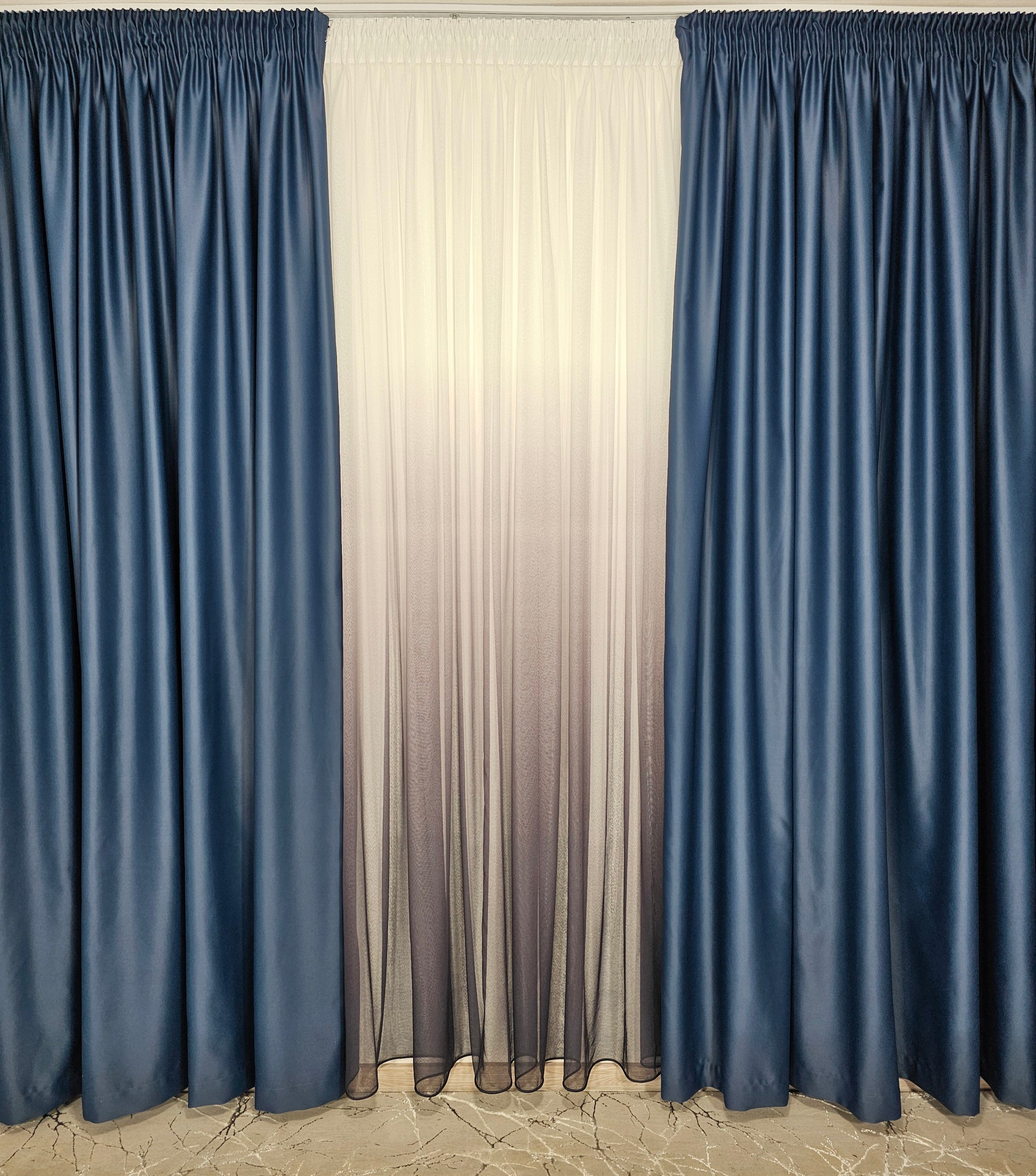 Set Velma: perdea din bamboo in degrade gri-mov si draperie blackout 98% bluemarin