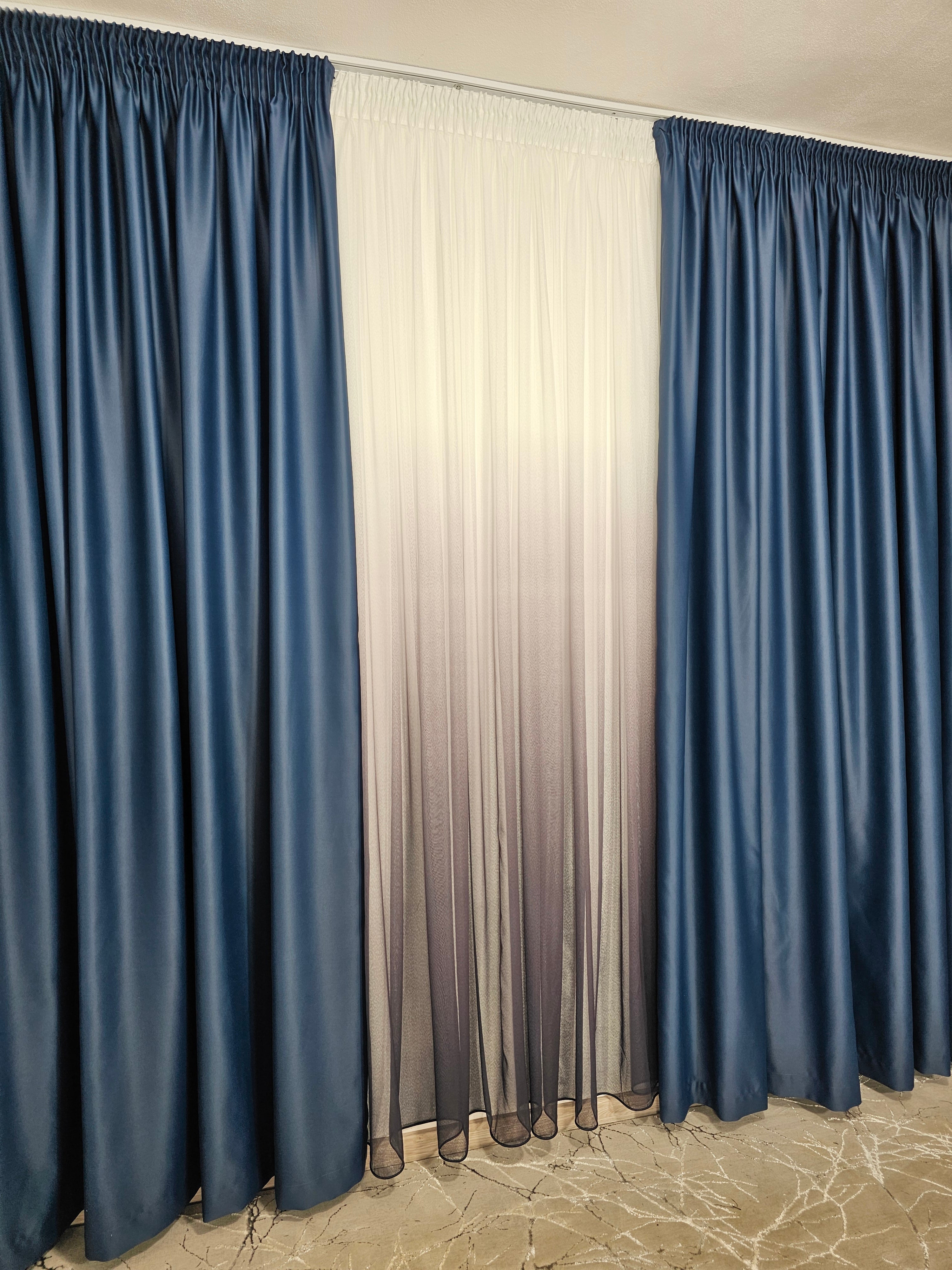 Set Velma: perdea din bamboo in degrade gri-mov si draperie blackout 98% bluemarin