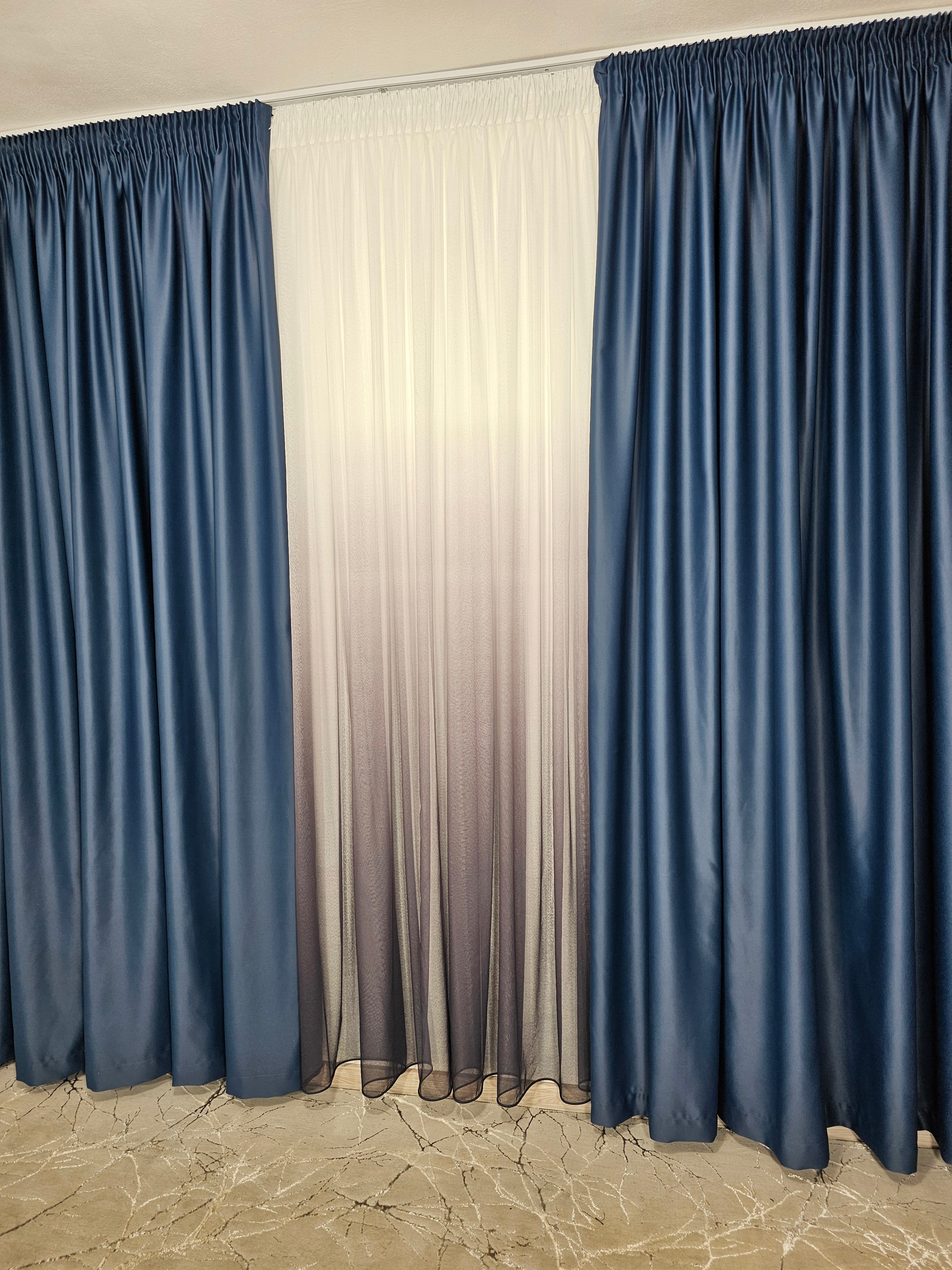 Set Velma: perdea din bamboo in degrade gri-mov si draperie blackout 98% bluemarin