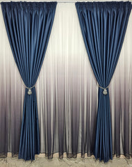 Set Velma: perdea din bamboo in degrade gri-mov si draperie blackout 98% bluemarin