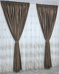 Perdea Anatolia din bamboo cu broderie bej