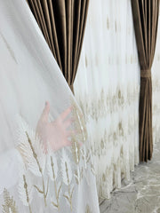 Perdea Anatolia din bamboo cu broderie bej