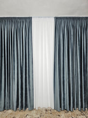 Draperie catifea gri inchis blackout 90%