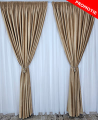 Set Miere: perdea alba simpla jorjet si draperie din catifea culoarea mierii