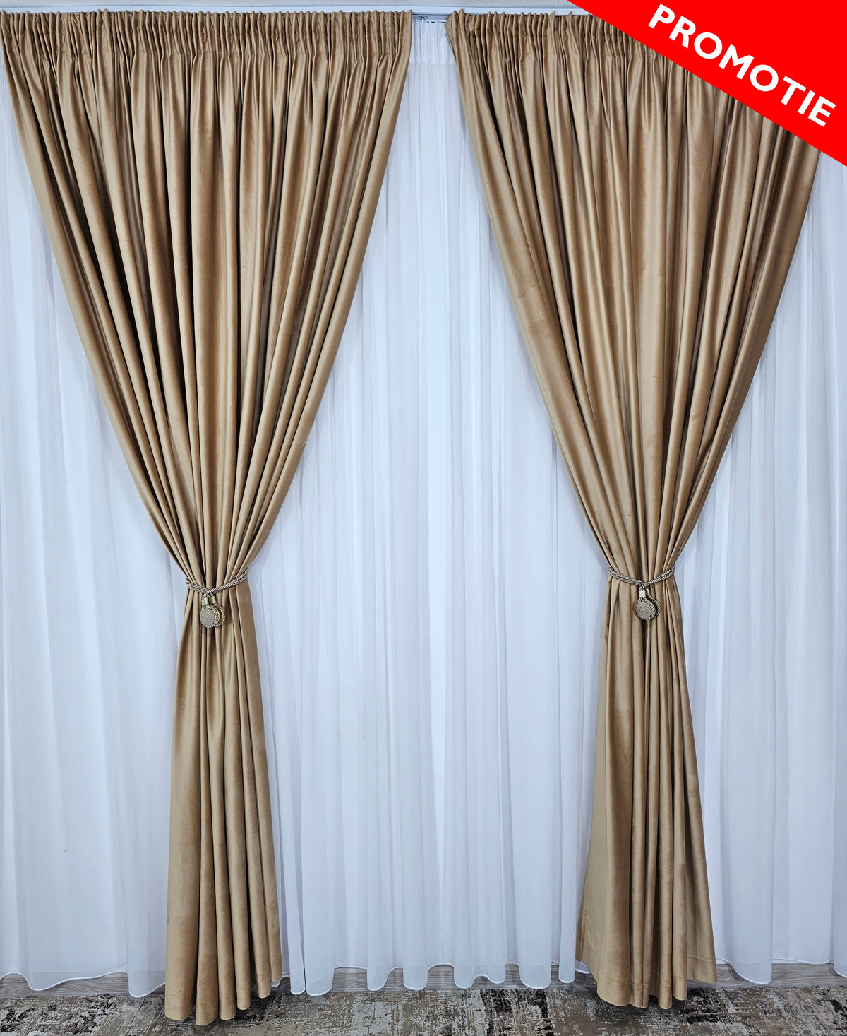 BLACK FRIDAY Draperie din catifea crem-miere blackout 90% 2.40m INALTIME