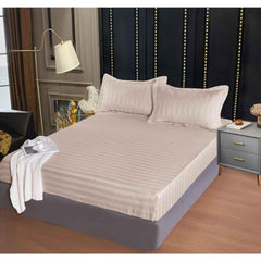 Husa cu elastic din damasc bumbac pentru saltea 160/180x200cm + 2 fete perna - bej - EB111