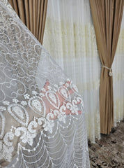 Perdea Solenne din tul cu broderie crem