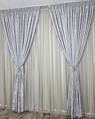 Set Bob: perdea simpla jorjet gri si draperie gri deschis tip vopsea decorativa