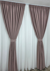 Set Azalea: perdea simpla ivoire din voal si draperie blackout 80% roz murdar