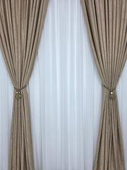 Set magneti cu fir lung, satirati verde-bej material textil(2bucati)
