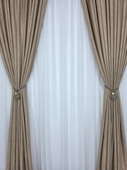 Set magneti cu fir lung, satirati gri-bej material textil(2bucati)