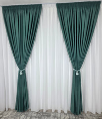 Colectia Blackout: Perdea Matase Alba Si Draperie Verde Menta Blackout 90%