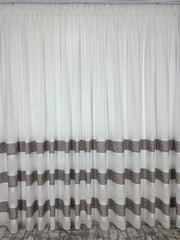 Perdea in cristal cu benzi capucino, material plin ca textura, nesifonabila