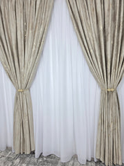 Perdea Milano alba cu sidef din material plin ca textura, nesifonabila, matase cu crep