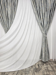COLECTIA MILANO: perdea alba cu sidef si draperie catifea gri cu insertii aurii