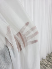 Perdea Milano alba cu sidef din material plin ca textura, nesifonabila, matase cu crep
