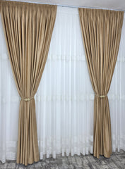 Perdea ivoire din material plin ca textura, bamboo cu broderie crem model Milo